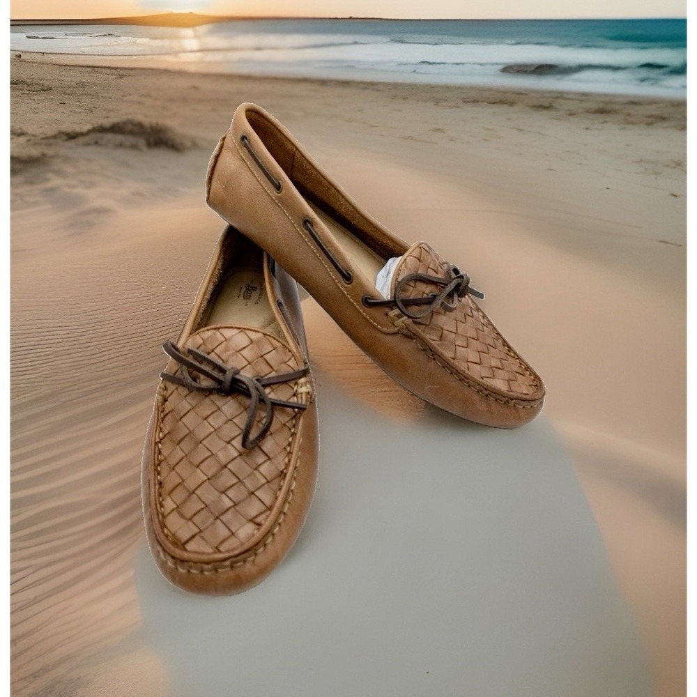 Bass Women's Winnie Brown WovenLeather Loafers Fits 7.5